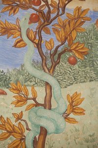 Detail of a fresco showing the Garden of Eden, Puteaux, France by Unbekannt