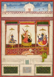 Devi with Krishna and Vishnu in a Palace by Unbekannt