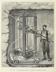 Diamond Drilling Machine designed by Georges Leschot, engraving