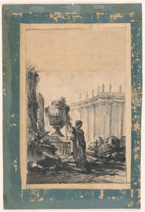 Architectural Fantasy with Vase, Herm, and Colonnade by Unbekannt