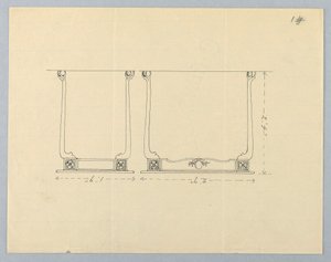 Drawing, Design for Small Rectangular Table with Rosette Motifs by Unbekannt