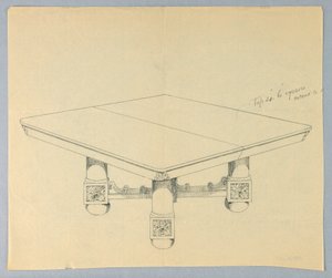 Design for a Rectangular Dining Table on Bun-Feet by Unbekannt