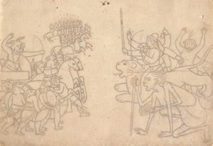 Durga and Kali Approach the Gathered Armies of Chanda and Munda from the Devi Mahatmya by Unbekannt