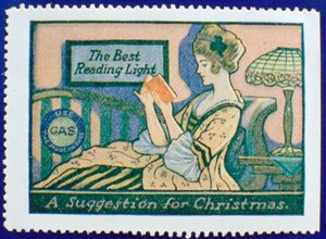 Early gas lighting advertisement label