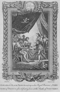 Edward the Black Prince waiting on his Royal Prisoner John, King of France