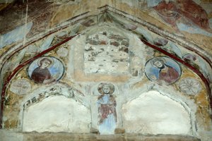Saint Macarius Church. Frescoes of the Holy Virgin and Saint John the Baptist interceding with Christ for humanity. Saint Macarius Monastery of Scetis or Deir Abu Magar or Deir Amba Makar, Egypt