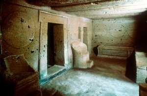 Entrance to a tomb in an Etruscan necropolis, Cerveteri Caere Italy, c7th-6th century BC