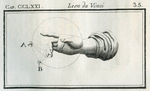 Study on the perception of fingers of a moving hand. Engraving from Treatise on Painting by Leonardo da Vinci by Unbekannt