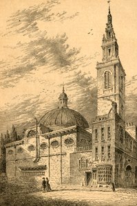 Exterior of St. Stephens, Walbrook, in 1700, 1897