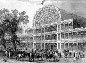 Exterior of the north transept of the Crystal Palace, London, built for the Great Exhibition, 1851