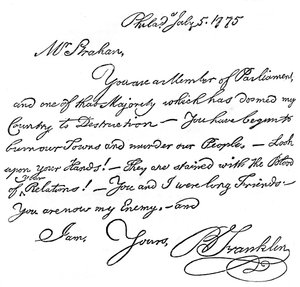 Facsimile of a Letter from Benjamin Franklin to Mr Strahan, 1775 c1880 by Unbekannt