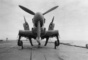 Fairey Firefly Aircraft Ready to be Transported to the Hangar Lift, HMS Venerable