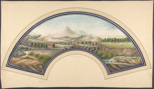 Fan Design with Mount Vesuvius by Unbekannt