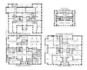 Floor Plans, the Fraternity Clubs Building, New York City