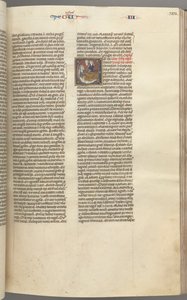 Kings III, Historiated Initial E, an Attendant Bringing Abishag to David, c. 1275-1300 by Unbekannt