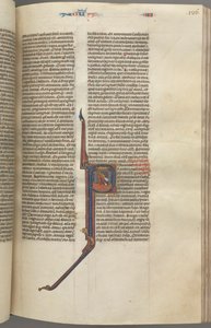 Kings IV, Historiated Initial P, Ahaziah Falling from a Tower (c. 1275-1300) by Unbekannt