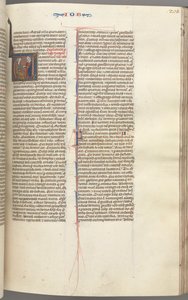 Fol. 205r, Job, Historiated Initial V, Job on the Dungheap Given a Gold Earring, c. 1275-1300 by Unbekannt