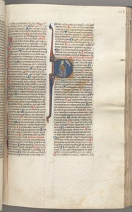Psalm 26, Historiated Initial D, David Kneeling Pointing to His Eyes, the Bust of God by Unbekannt