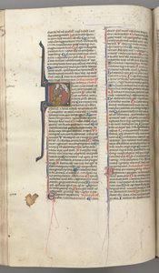 Fol. 220v, Psalm 38, Historiated Initial D, David Kneeling, Gesturing to the Bust of God Above by Unbekannt
