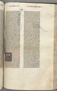 Obadiah, historiated initial V, Obadiah and a Jew in discussion by Unbekannt