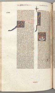 Jonah, Historiated Initial E, Jonah Swallowed by the Whale, a Walled City Above, fol. 357v, c. 1275 by Unbekannt