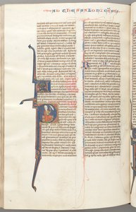 Thessalonians II, historiated initial P, Paul seated with a sword, c. 1275-1300 by Unbekannt