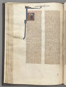 Deuteronomy, Historiated Initial H, Moses with Horns and Scroll Preaching by Unbekannt