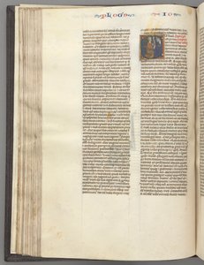 Joshua, Historiated Initial E, Joshua with a Scroll Kneeling Before God by Unbekannt