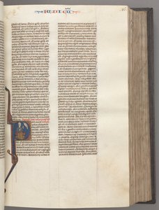 Fol. 86r, Judges, historiated initial R, Judah seated with a book talking to God, c. 1275-1300 by Unbekannt