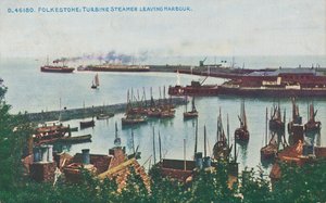 Folkestone: Turbine Steamer Leaving Harbour