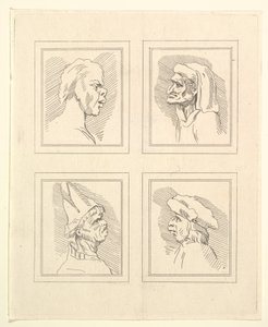 Four Heads from Caricatures by Leonardo da Vinci, from Drawings by Wincelslaus Hollar by Unbekannt