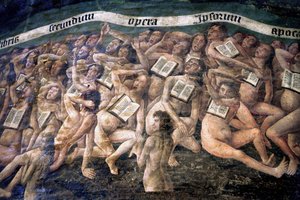 Cathedrale Sainte-Cecile, fresco of the Last Judgement, the descent to the underworld (detail)