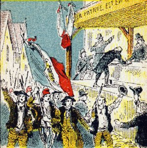 French Revolution: the voluntary corollings of the revolutionaries. Engraving in "Histoire de France". Series of advertising images published on behalf of Louit, circa 1920. by Unbekannt