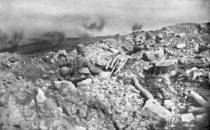 French artillery assault on the Eparges ridge, near Verdun, France, 2 August 1915