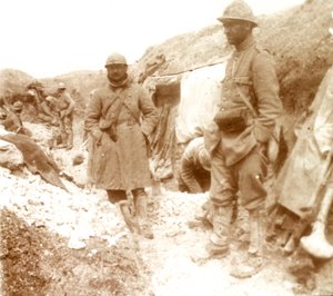 French soldiers at a captured German trench, c1914-c1918