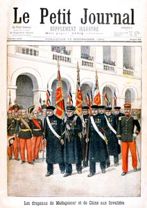 French War Veterans Carrying Flags of the Madagascar and China Campaigns, 1901 by Unbekannt