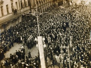Funeral procession of the poet Valery Bryusov, Moscow, USSR, 12 October 1924