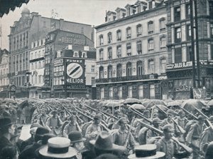 German Infantry Entering Brussels in the Rain