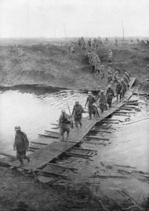 German prisoners on a duckboard track at the Yser Canal, Belgium, 31 July 1917 by Unbekannt