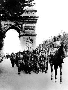 German troops marching on the Champs Elysees, Paris