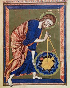 God, the Divine Architect. Illumination from Bible moralisée, Codex Vindobonensis 2554, c.1250 by Unbekannt