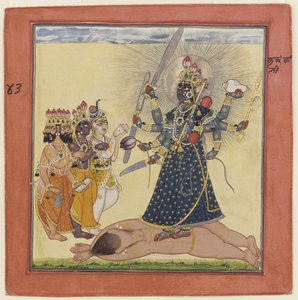 Goddess Bhadrakali Worshipped by the Gods from a Tantric Devi Series, c. 1660
