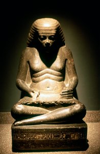 Granite statue of a seated Ancient Egyptian scribe, from Karnak, 18th dynasty, c. 1500 BC by Unbekannt