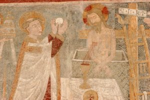 Gressan Magdalena romanesque church fresco, Gressan, Italy