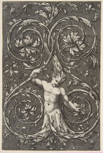 Grotesque with Male Figure with Lower Body and Head of Acanthus Scrolls by Unbekannt