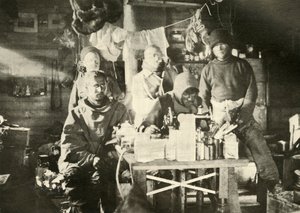 Group in the Hut in the Summer: Joyce at the Sewing Machine by Unbekannt