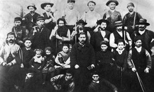 Group of Parisian workmen participating in the Commune, photograph. Paris Commune
