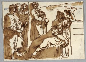 Group with Petrarch and Sappho in Parnassus after Raphael Sanzio