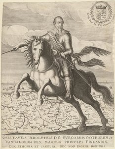 Gustavus Adolphus Before the Map of Pomerania, 1630 by Unbekannt