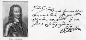 Handwriting and signature of John Hampden from a letter written to Sir John Eliot in prison, March 21 by Unbekannt